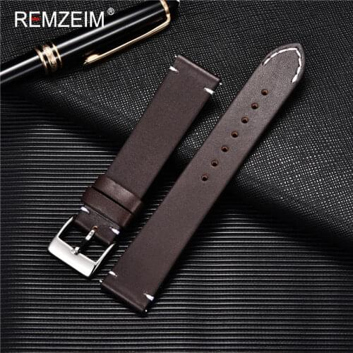Vintage Genuine Leather Watchbands 18mm 20mm 22mm 24mm Women Men Cowhide Quick Release Watch Band Strap Watch Accessories