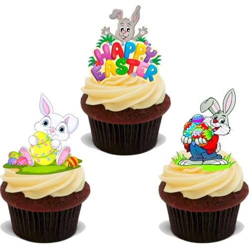 Easter Egg Rabbit Bunny Chick Edible Wafer Paper Decorating for Cupcake 30pcs