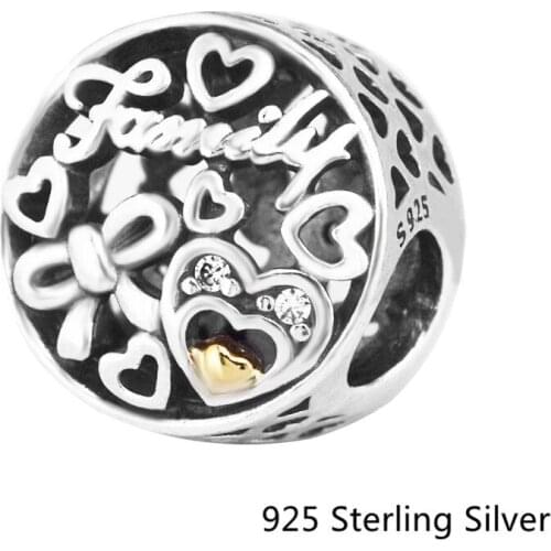 CKK 14K Gold Family Tribute Charms 925 Sterling Silver Beads Original Jewelry Making Fits For Bracelets