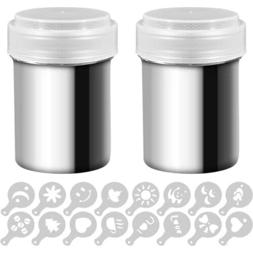 Stainless Steel Powder Shaker Coffee and Cocoa Powder with Lid for Roasting Home Restaurants with Printing Molds