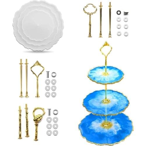 Three-layer Fruit Tray Mold DIY Crystal Dripping Round Fruit Tea Tray Set Tray Silicone Dripping Mold