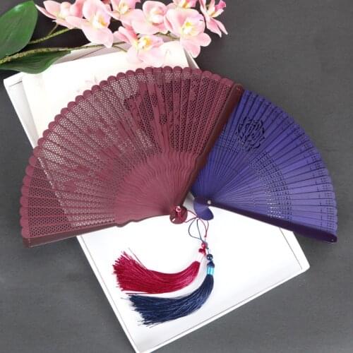 Womens carved hollow craft folding fan， All bamboo fan，Outdoor decorative hand fan Dancing, home decoration folding fan