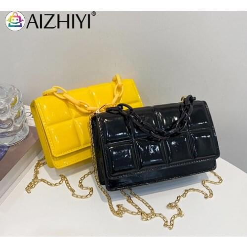 Vintage Women PU Leather Checkered Pattern Shoulder Crossbody Bag Casual Ladies Solid Color Chain Small Flap Handbag Purse