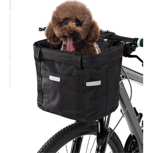 Waterproof Bicycle Front Cloth Pocket Basket Removable Bicycle Bag Pet Cat Dog Carrier Folding Bike Handlebar Basket Bike Parts