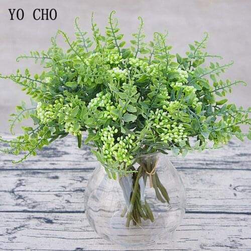YO CHO Artificial Flower Mini Bouquet Fake Fruit Berry Green Leaves Plants Bouquet Forest Style Flower Home Party Wedding Decor