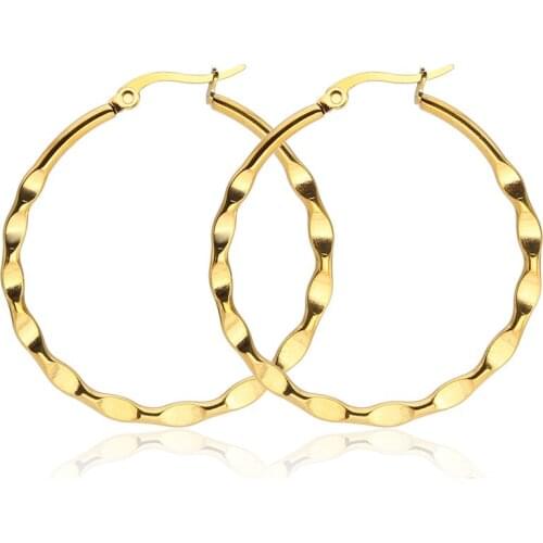 AsJerlya Silver Gold Color Big Circle Hoop Earrings for Women Steampunk Ear Clip Party Jewelry Accessories Gift