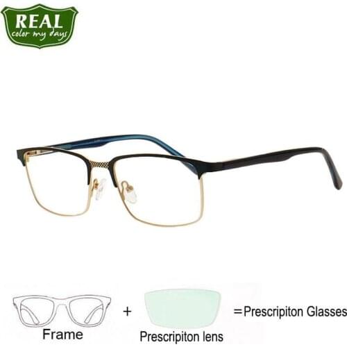 1pcs Halfrim Men Metal Optical Frame Design Temple Stylish Eyeglass Frame China give free glasses box