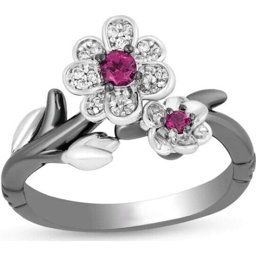 2020 Trend Finger Rings Exquisite Plum Blossom Black Gold Jewelry Womens Wedding Party Vintage Gothic Accessories New Year Gift