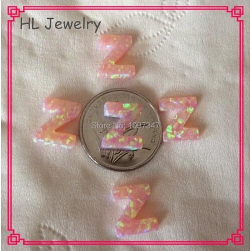 50PCS/Lot 9*10MM OP08 Angel Skin Pink Capital Letter Z Syntehtic Opal Pendant