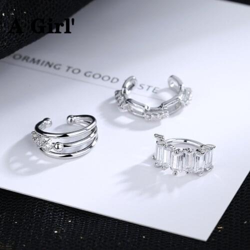 A Girl' 1 pcs Charming Line Zircon Clip On Earrings Ear Cuff Without Piercing Earrings Jewelry