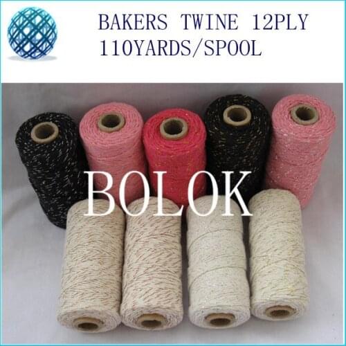 Free shipping 100pcs/lot add gold/sliver/copper/red metallic Cotton Baker twine (11 kinds color),gold twine, metal spool