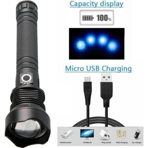 New Powerful LED Flashlight Stretch 3 Modes XHP70 USB Zoomable Torch Hand Lamp Rechargeable 26650 Battery Outdoor led Flashlight
