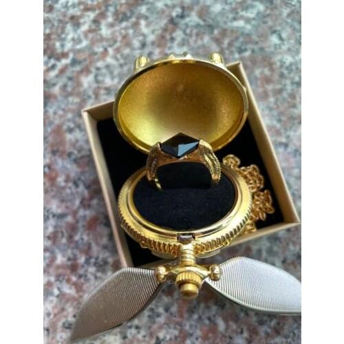 Wizard Cos Quidditch Game Golden Snitch Keychain Necklace Resurrection Stone Ring Set Used As Proposal Ring Box Halloween Gift