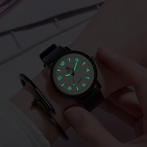 New Luminous Mens Watch Leather Strap Band LED Quartz Wrist Watch Round Dial Gifts for Men Women Roman Watches Glow In Dark