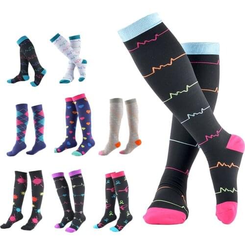 Stockings Men Women Wavy Line Athletic Running Cycling Long Socks Compression Stockings Street wear 2021