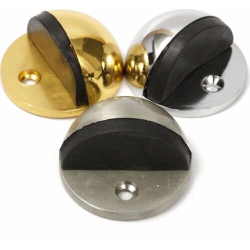 1PCS 43mm Dia Casting Floor-mounted Door Stops Wood Door Holder APS Zinc alloy Satin Chrome Half Moon Door Stopper
