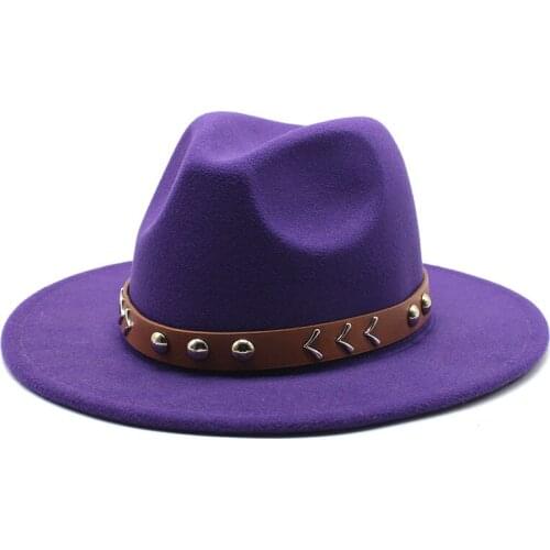 Fedora hat woolen leather accessories top hat autumn and winter leisure big brim men and women retro felt hat jazz hat