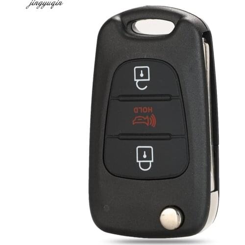 Jingyuqin Flip Folding Remote Car Key Case Shell For Kia K2 K5 Rio 3 Picanto Ceed Cerato Sportage For Hyundai 3 Button Fob Cover