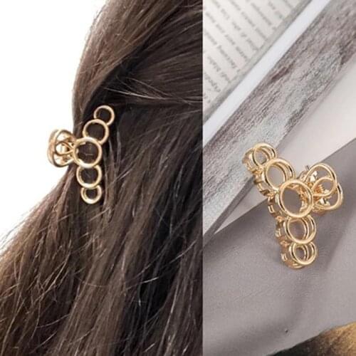 Leuke Cirkel Holle Gouden Haar Clips Voor Haar Geometrische Lichtmetalen Haar Klauwen Hart Vrouwen Meisje Zoete Hoofdband Clip