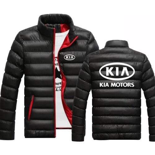 2021 Tesla KIA Logo Unisex Customize Winter Jackets Men Autumn Winter Warm Outwear Brand Slim Mens Coats Casual Windbreaker Tops
