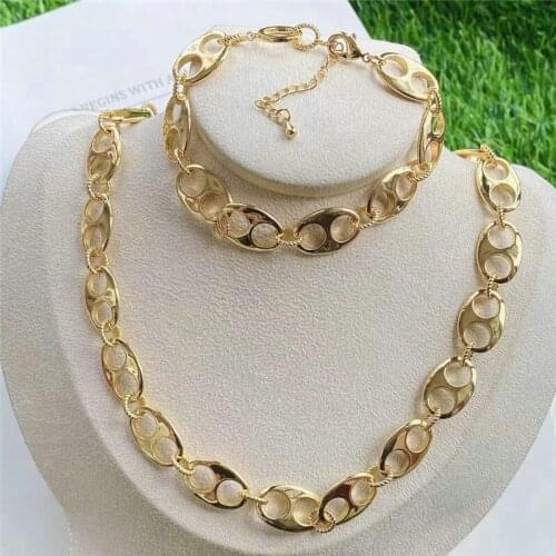 3set/lot New design plated necklace/bracelet,cute simple and generous set jewelry,popular copper jewelry cheap wholesale