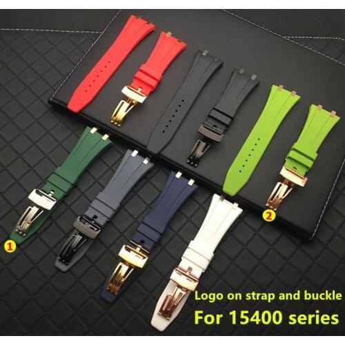 Soft 26mm 27mm Silicone rubber watchband for AP Strap Buckle for Audemars And Piguet watch band for 15400/26470/15703 hooks