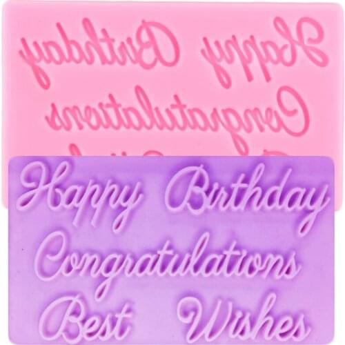 Happy Birthday Best Wish Silicone Mold Letters Cupcake Topper Fondant Cake Decorating Tools Candy Clay Chocolate Gumpaste Moulds