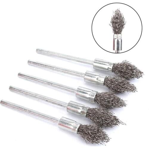 YEODA 5PC Stainless Steel Wire Brush 6.0mm Shank Steel Wire Wheel Electric Drill Grinding Mill Wheel Derusting Polishing Brush