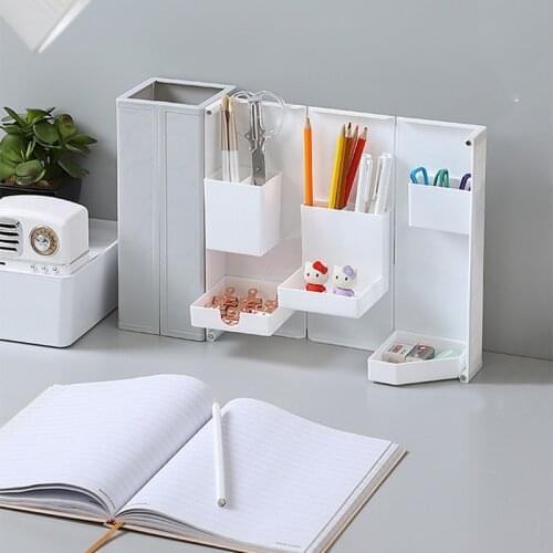 Foldable Table Top Organizer Cosmetic Space Saving Box Table Organizer Makeup Holder Brush Storage Box Cosmetic Holder Box