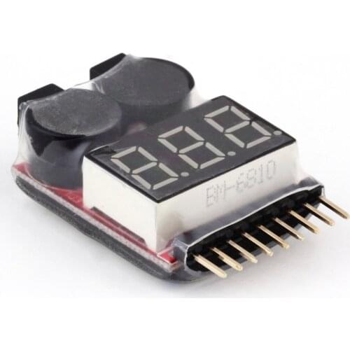 2 IN 1 1-8S Lipo/Li-ion/Fe Battery Voltage Tester Low Voltage Buzzer Alarm Checker For Vehicles & Remote Control Toys