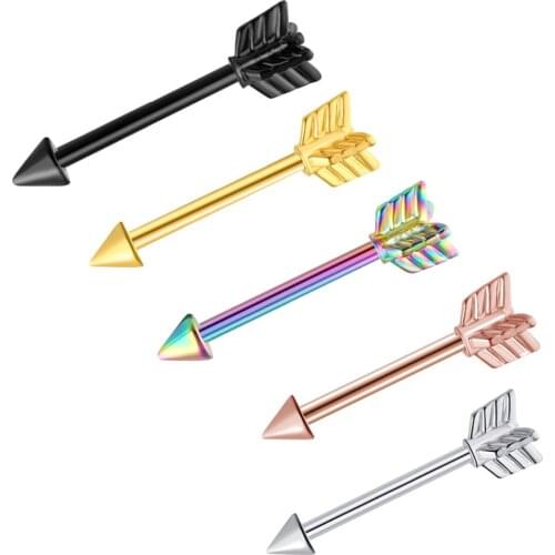 TIANCIFBYJS Nipple Rings Piercings Barbell 14g Sexy Arrow Nipple Ear Barbells Body Jewelry Helix EPiercing Tragus Earring 2pcs