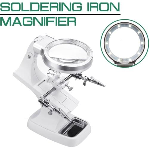 Magnifying Glass Rotatable Soldering Iron Station Stand Welding Clip Clamp 3 Hand Helping Desktop Magnifier Soldering RepairTool