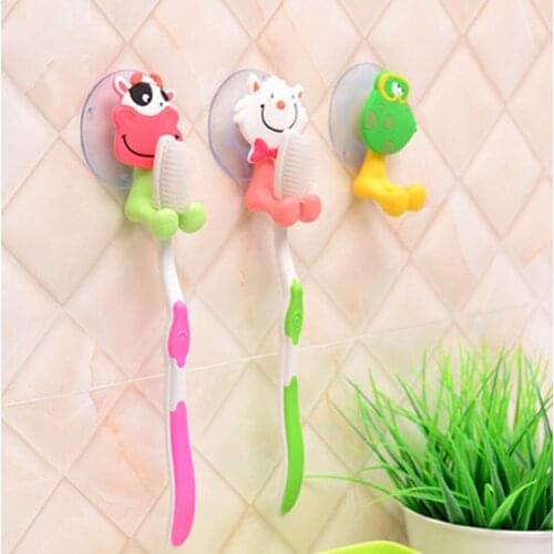 Animal Cute Cartoon Suction Cup Toothbrush Holder Bathroom Accessories Set Wall Suction Holder Tool