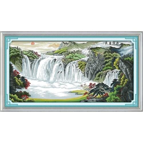 Everlasting Love River And Mountains Chinese Cross Stitch Kits Ecological Cotton Stamped 11CT DIY New Year Christmas Decorations