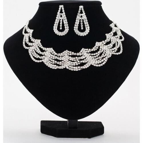 YFJEWE for Women Party Prom Jewelry Sets Jewellery New Silvery Plated Austrian Rhinestone Chain Necklace Earrings Sets N348