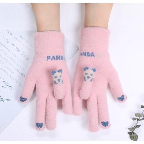 Women Faux Cashmere Knitted Gloves Girls Autumn Winter Warm Thick Gloves Mitten Female Fashion Touch Screen Cycling Sport Glove