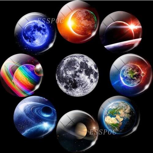 1PCS Fluorescent Stars Galaxy Nebula Planet Glass Cabochon 25MM DIY Luminous Jewelry Findings Craft Supplies Glow In The Dark