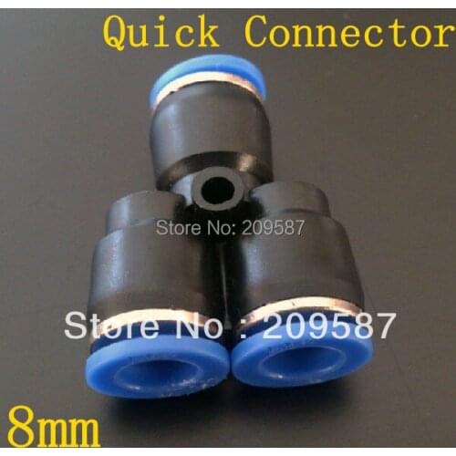 100pcs 8mm Push In Equal Y Pneumatic Jointer Quick Connector