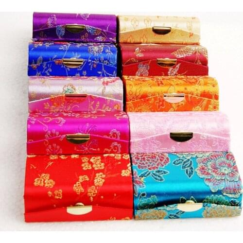 12pcs Mirror Silk Brocade Christmas Gift Box Small Wedding Candy Chocolate Case Double Lipstick Tube Empty Lip Balm Container