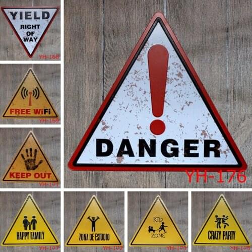 32X34CM/ antique retro metal tin traffic safety warning signs kids free wifi danger Iron painting poster vintage home wall decor