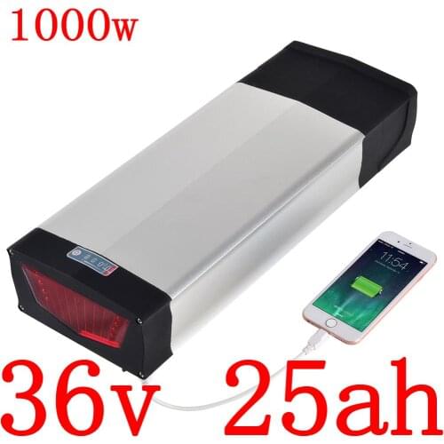 36V 1000W Rear Rack battery 36V 25AH Lithium battery 36V 25Ah electric bicycle battery With 30A BMS and 42V 2A charger duty free