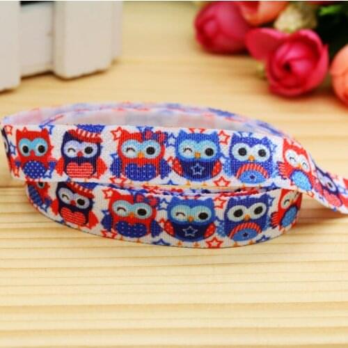 5/8'' Free shipping Fold Elastic FOE 4th of july owl printed headband headwear hairband diy decoration wholesale OEM H4987