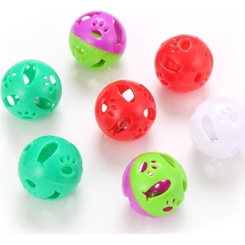 5PCS Cat Jingle Ball Toy Rattle Scratching Plastic Hollow Ball With Bells Interactive Gatos Training Toy For Cat Pet Supplies
