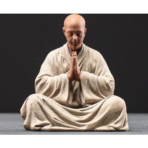 Kung fu tray accessories decorative buddhas figures porcelain Ceramic monk figurines tea pet Ornaments home decoration