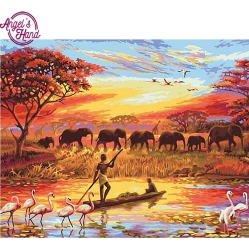 5d Diy Diamond Painting Elephant Sunse Acrylic painting Rhinestones Cross Stitch Kit 3d,Diamond Embroidery Mosaic pattern decor