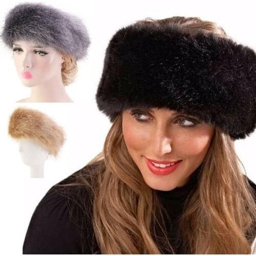 Bandanas Winter Fur Warm Headband Fur Hat Head Warmer Womens Ear Warmer Earmuff Turban Hair Band Hair Accessories