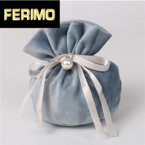 Velvet Bags With Pearl Fabric Fairy Bags Candy Bags Wedding Favor Gift Party Favor Candy Treat Bags