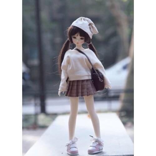 Free shipping 1/4 1/6 bjd doll clothes bjd doll sweater + pleated skirt bjd fashion doll dress