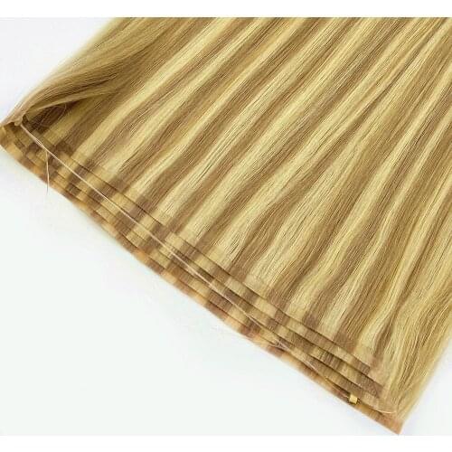 Bluelucky High Quality New Design One Donor Highlight 18/613 PU Halo Hair Extensions Straight 100g/Piece