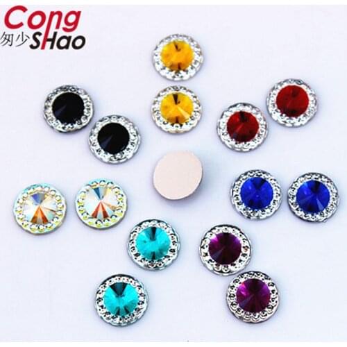 Cong Shao 300PCS 10mm Round Flat Back Resin rhinestone applique Strass Crystals Stones Gems For DIY Costume Button Crafts CS617